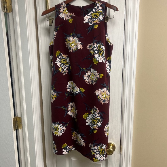 Ann Taylor size 8 Fall Floral dress maroon grey yellow - Picture 1 of 3